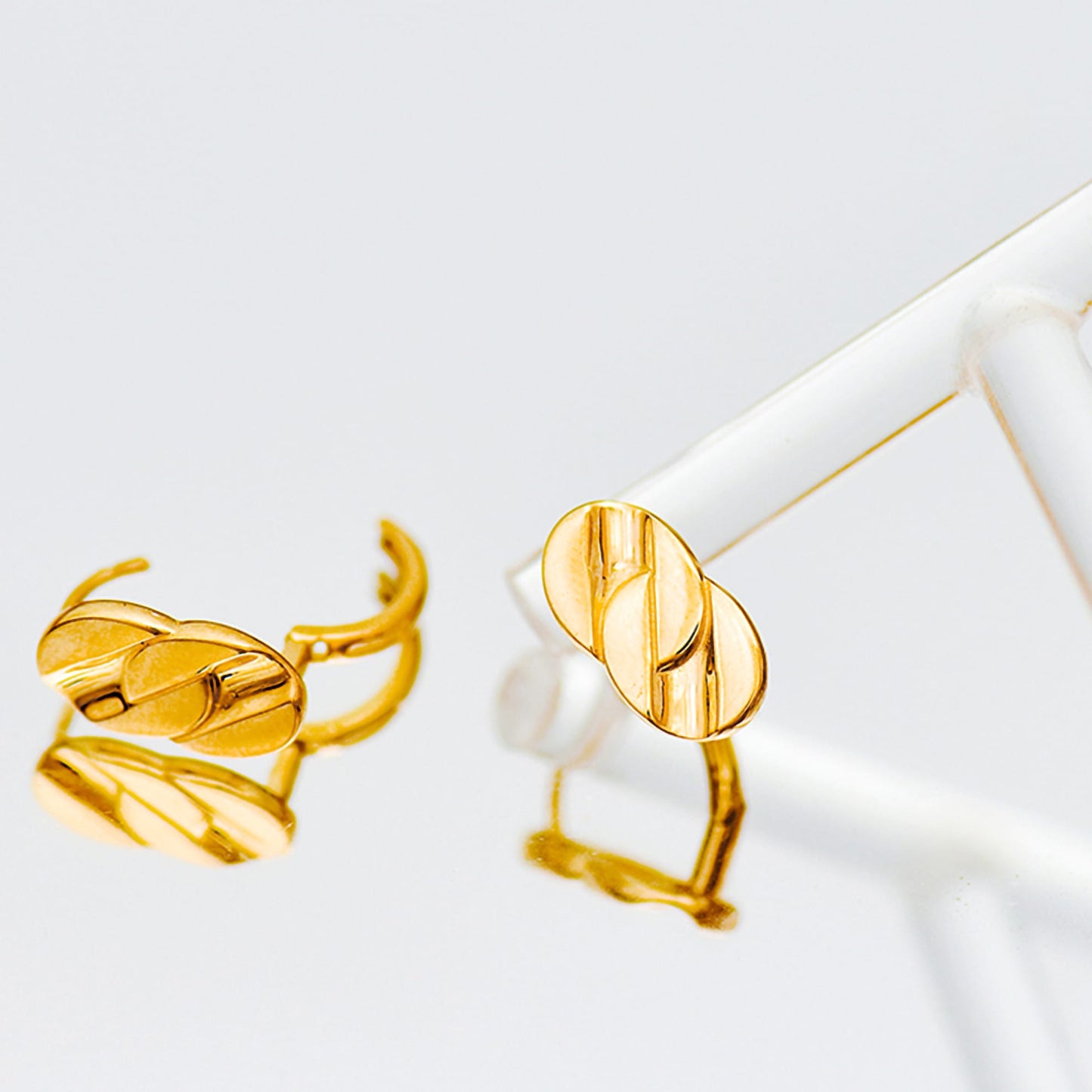 Solid 10K Gold Geometric Wide Hoop Earrings Gift For Women