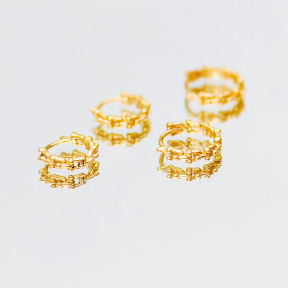 Solid 10K Gold Horse Shoe Hoop Earrings, Trendy Minimalist Design