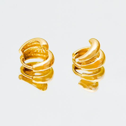 Solid 10K Gold Open Hoop Earrings, Ultra Shiny Minimalist Design, Trendy Everyday Commuter Style, Perfect Gift for Her Women