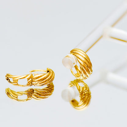 10K Gold Wide Twisted Hoop Earrings for Women