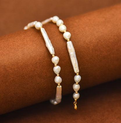 Solid 14K Gold Necklace, Freshwater Pearls Necklace