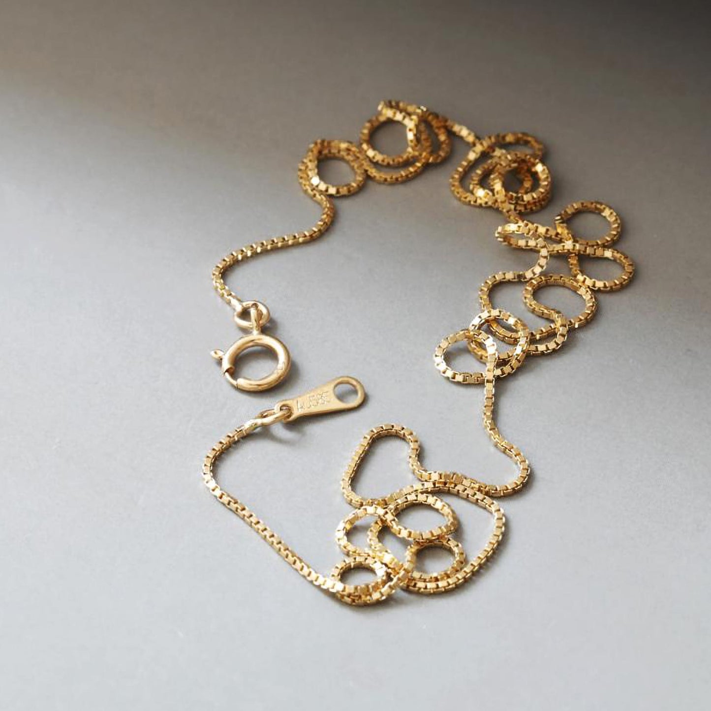 Solid 14K Gold Necklace for Women, Simple Box Chain