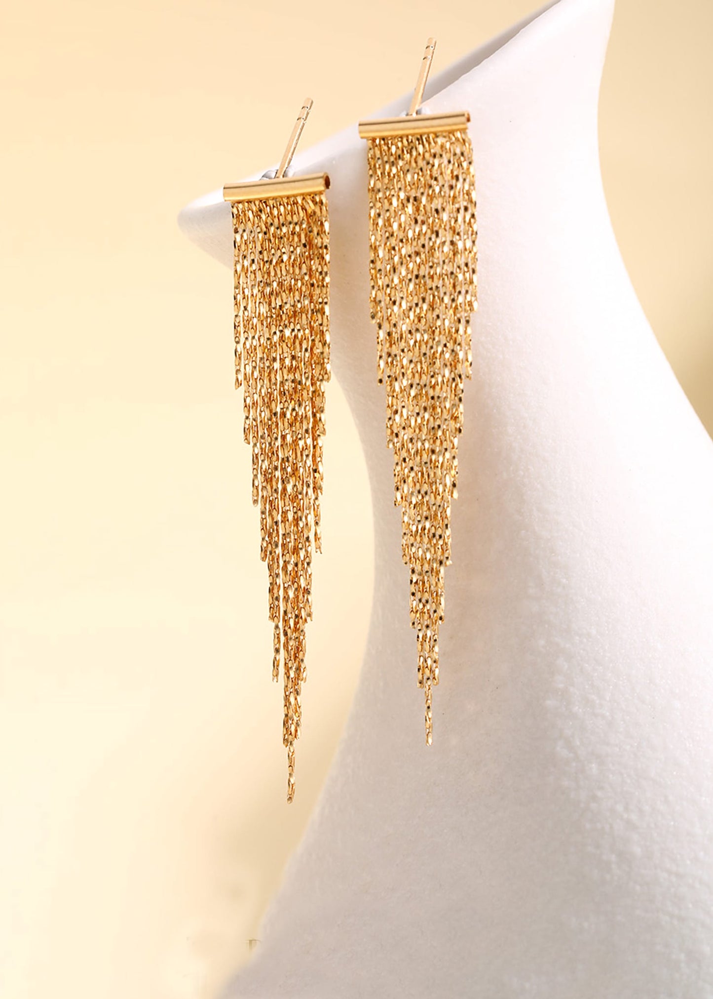 18K Gold Meteor Snake Chain Tassel Earrings, Long Dangle Earrings for Women