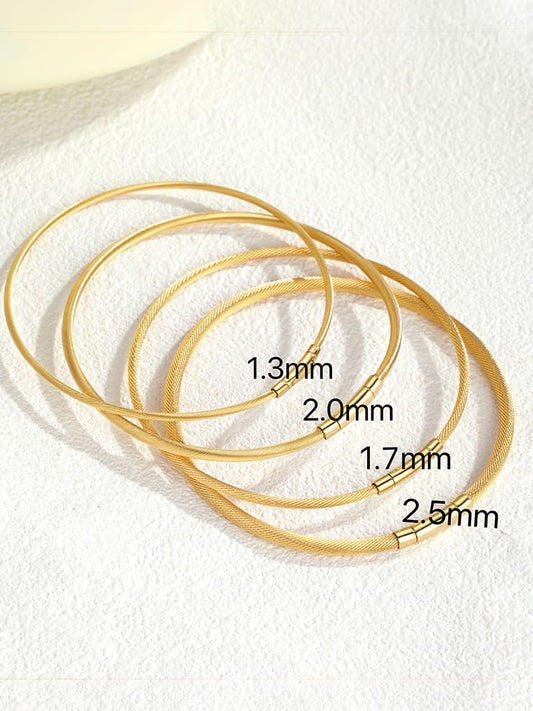 Solid 18K Gold Gold Wire Bracelet, Silky Memory Rebound Neck Circle, High-End Woven Bangle