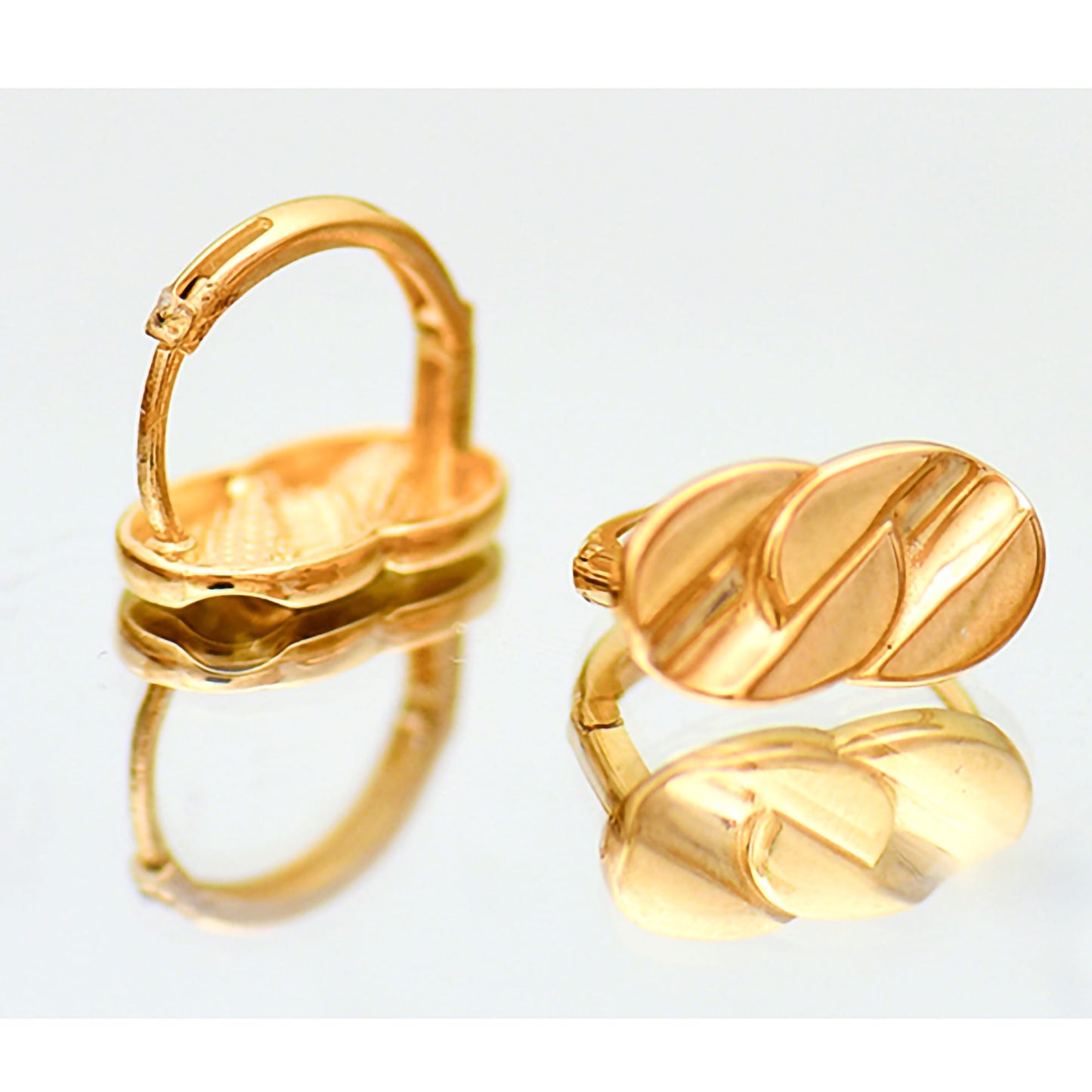 Solid 10K Gold Geometric Wide Hoop Earrings Gift For Women