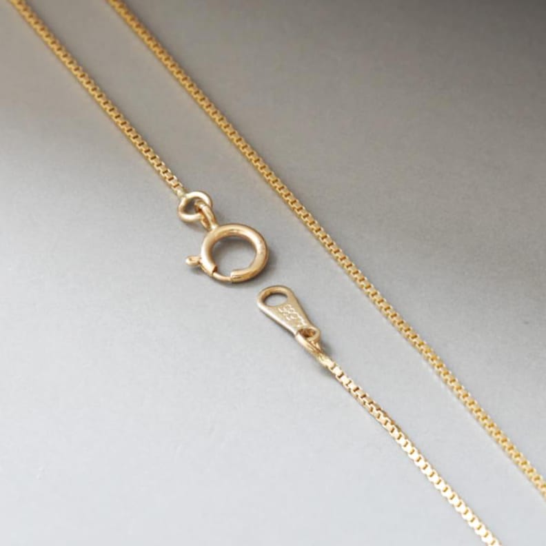 Solid 14K Gold Necklace for Women, Simple Box Chain