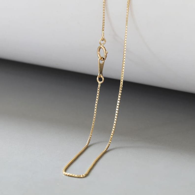 Solid 14K Gold Necklace for Women, Simple Box Chain