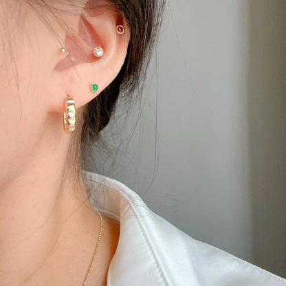 Solid 10K Gold Earrings for Women, Minimalist Hoop Earrings, Elegant Luxury Small Hoop Earrings