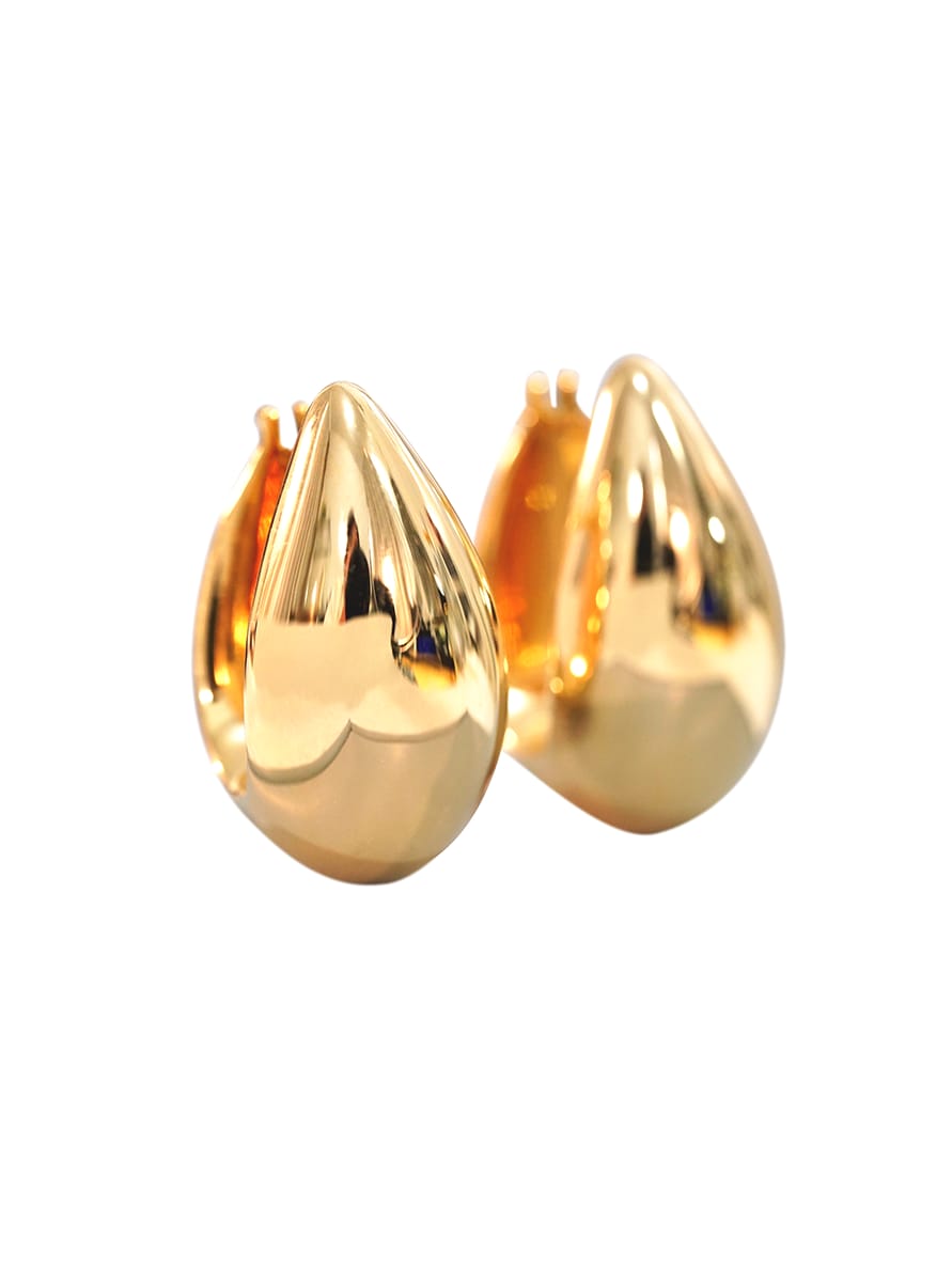 Solid 18K Gold Teardrop U-Shaped Hoop Earrings for Women