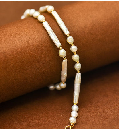 Solid 14K Gold Necklace, Freshwater Pearls Necklace