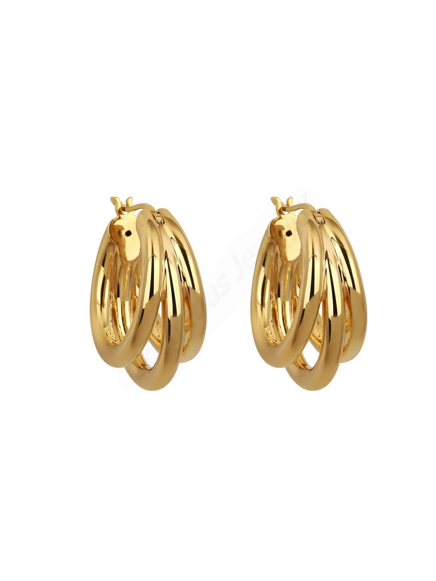 18K Solid Yellow Gold Triple Rope Hoop Earrings, Fashionable Earlobe Hoops, Everyday Piercing Earrings, Perfect Gifts