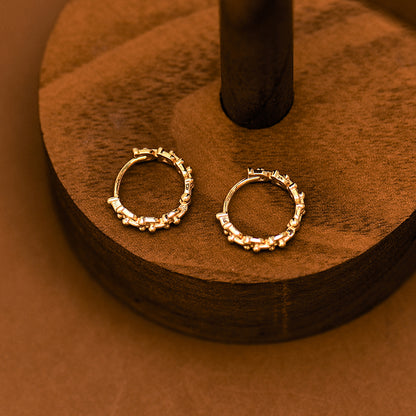 Solid 10K Gold Horse Shoe Hoop Earrings, Trendy Minimalist Design