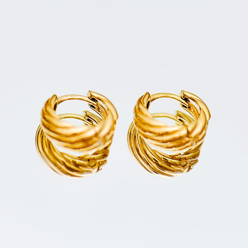 10K Gold Wide Twisted Hoop Earrings for Women