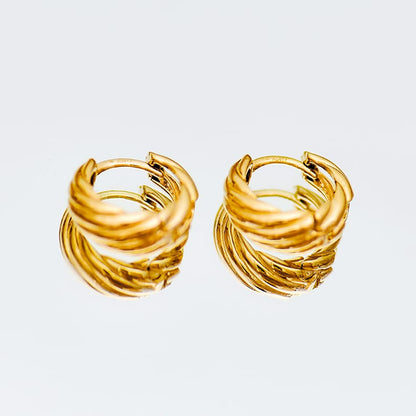 10K Gold Wide Twisted Hoop Earrings for Women