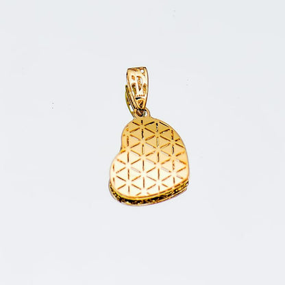 14K Gold Heart Pendant for Women, Geometric Faceted Heart Charm