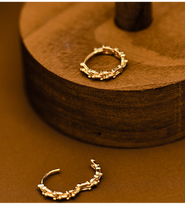 Solid 10K Gold Horse Shoe Hoop Earrings, Trendy Minimalist Design