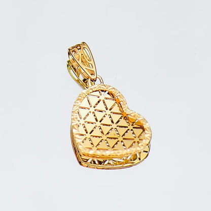 14K Gold Heart Pendant for Women, Geometric Faceted Heart Charm