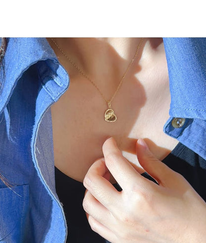 14K Gold Heart Pendant for Women, Geometric Faceted Heart Charm