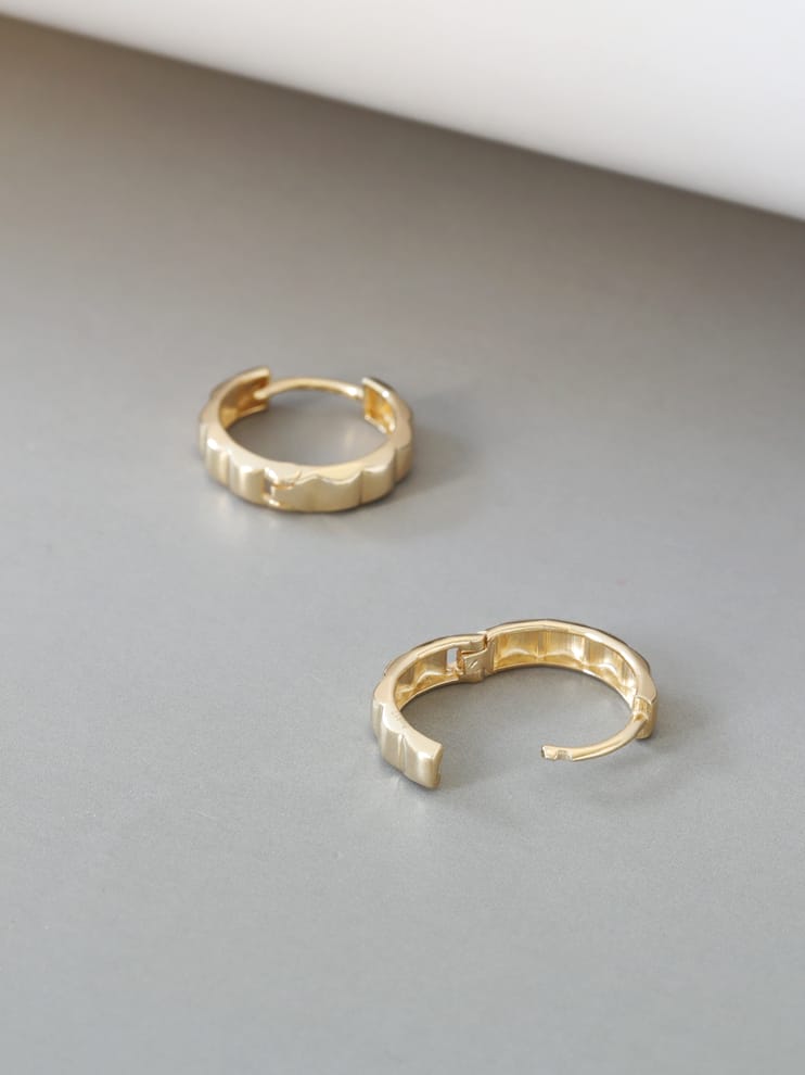 Solid 10K Gold Earrings for Women, Minimalist Hoop Earrings, Elegant Luxury Small Hoop Earrings