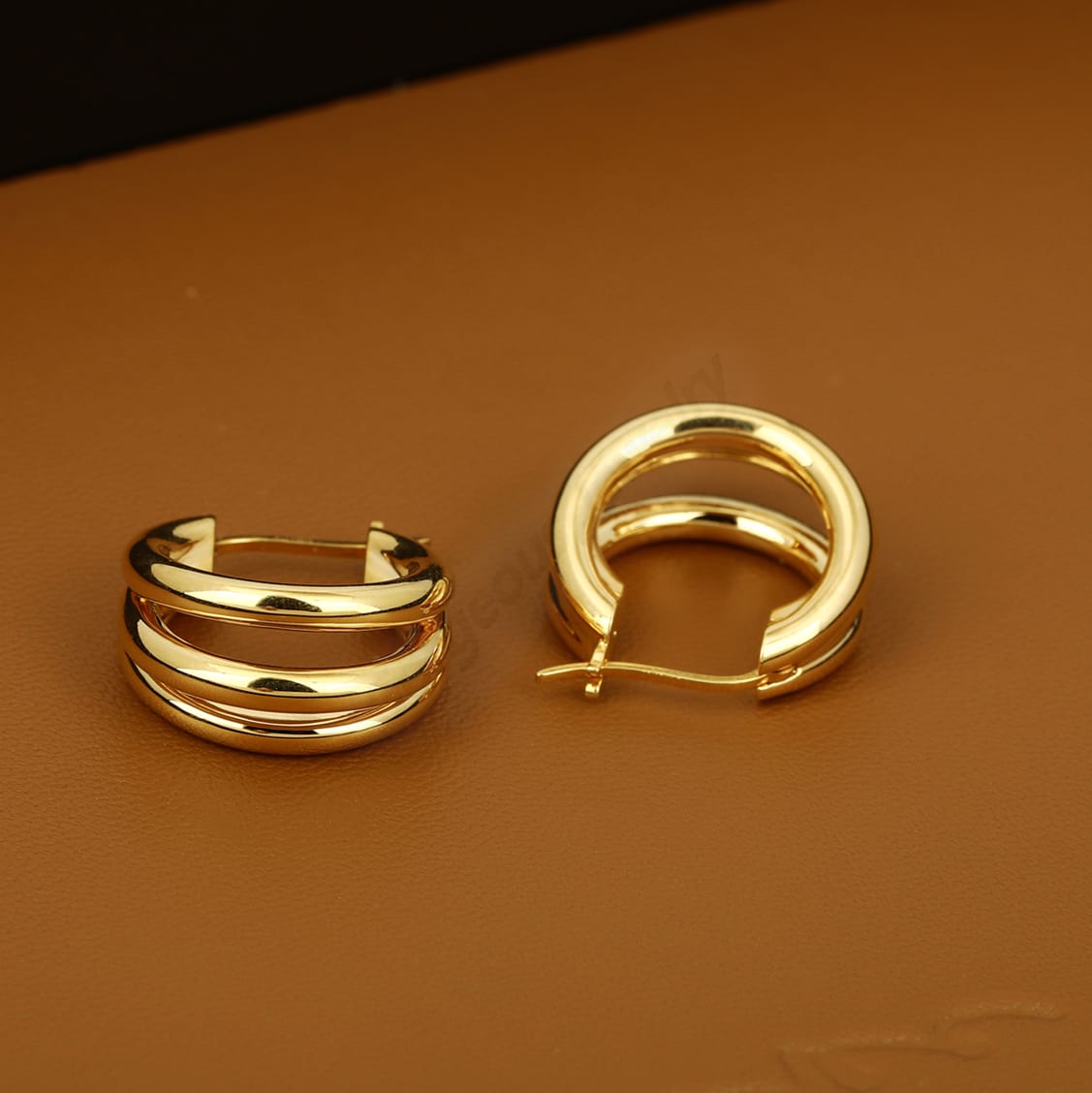 18K Solid Yellow Gold Triple Rope Hoop Earrings, Fashionable Earlobe Hoops, Everyday Piercing Earrings, Perfect Gifts