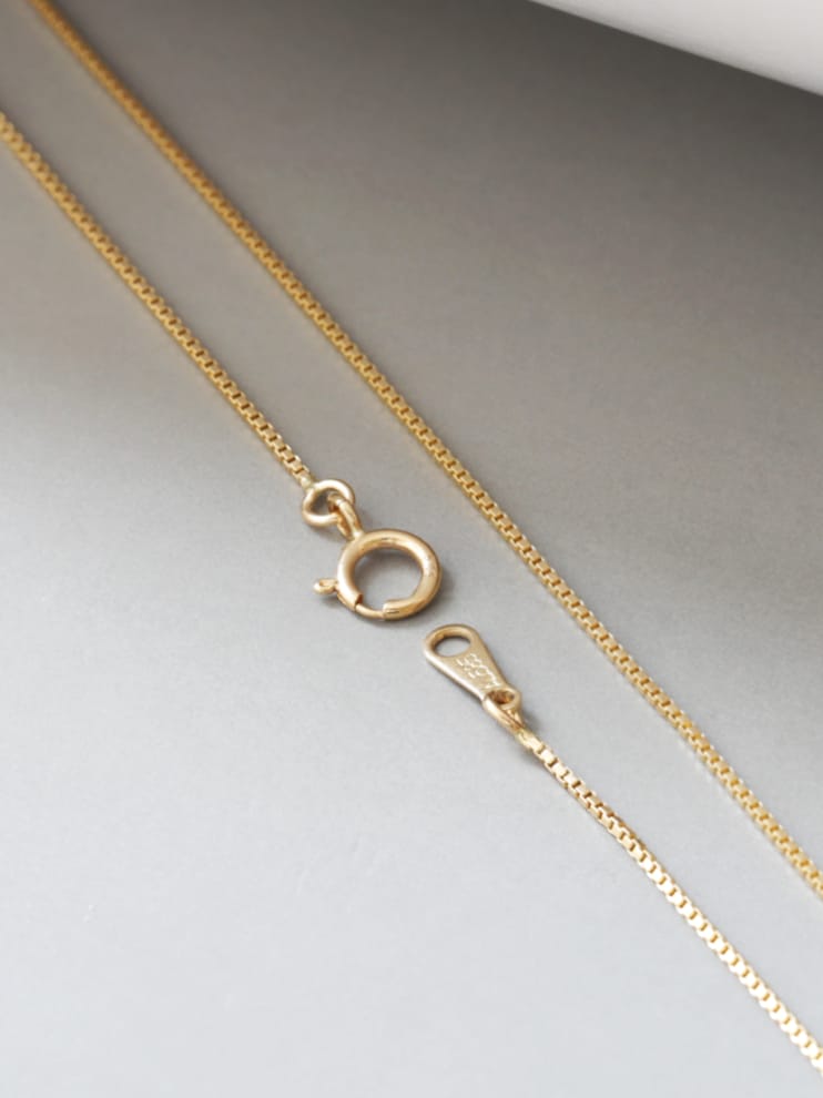 Solid 14K Gold Necklace for Women, Simple Box Chain