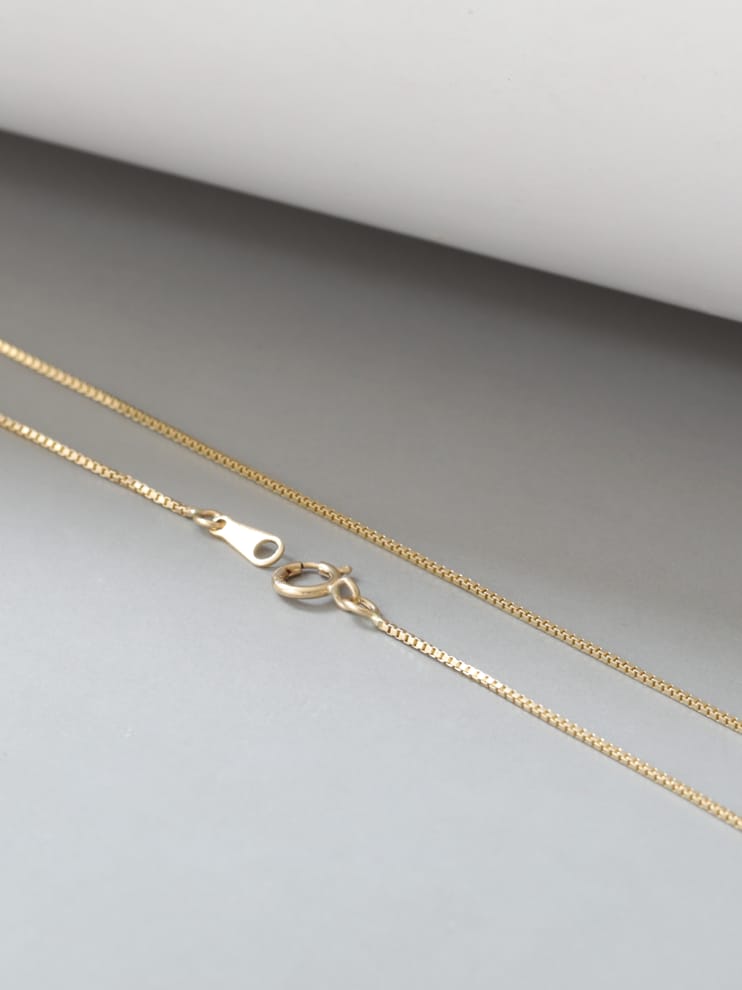 Solid 14K Gold Necklace for Women, Simple Box Chain