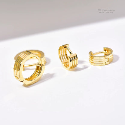 10K Gold Hoop Earrings - Minimalist Cartilage Hoops, Celebrity-Inspired Simple Fashion Design