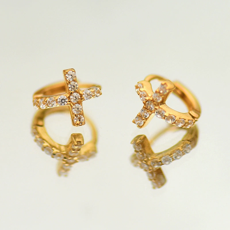 Unique 10K Gold Cross Ear Cuff for Women