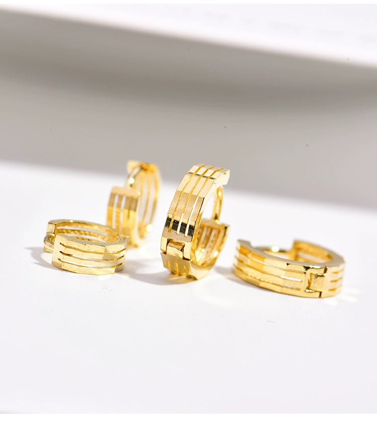 10K Gold Hoop Earrings - Minimalist Cartilage Hoops, Celebrity-Inspired Simple Fashion Design