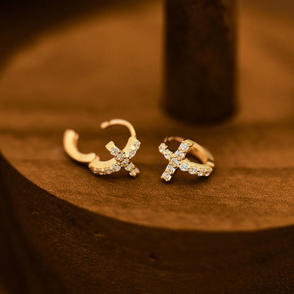 Unique 10K Gold Cross Ear Cuff for Women