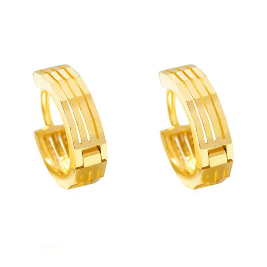 10K Gold Hoop Earrings - Minimalist Cartilage Hoops, Celebrity-Inspired Simple Fashion Design