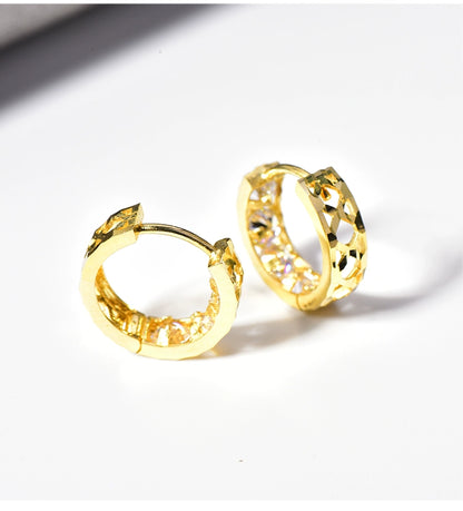 Solid 10K Gold Hoop Earrings for Women - Simple Hollow Design