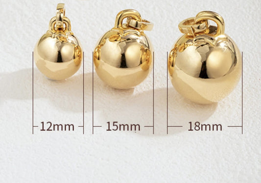 18K Gold Bubble Planet Pendant Or Earrings, Glossy Ball, Versatile Hook