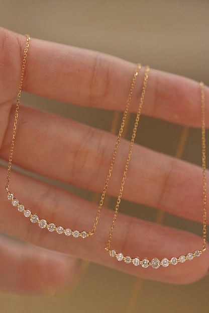 18K Gold Diamond Smile Necklace, Gold Necklace, 18K Gold Chain, Solid Gold Necklace, Solid Gold Chain, Real Gold Necklace