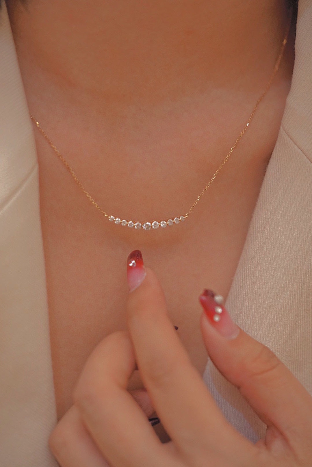 18K Gold Diamond Smile Necklace, Gold Necklace, 18K Gold Chain, Solid Gold Necklace, Solid Gold Chain, Real Gold Necklace